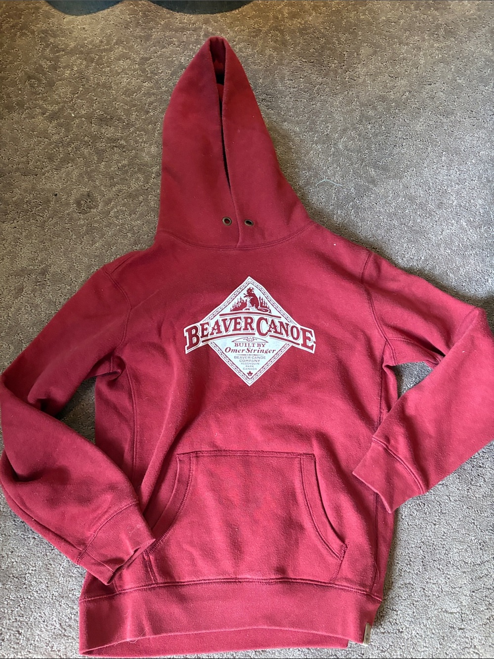 Beaver Canoe Kids Red Pullover Hoodie